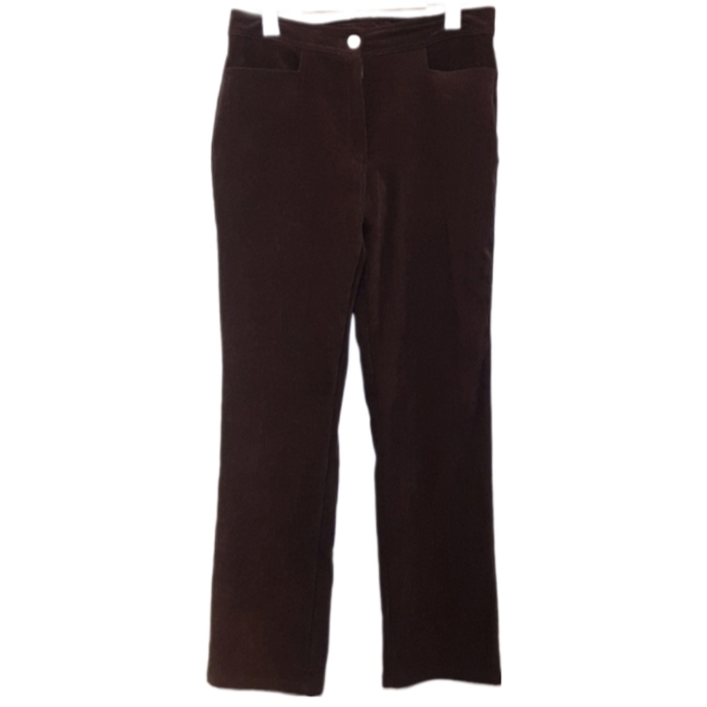 Vintage Faux Suede Straight Leg Pant High Rise Chocolate Brown Womens Size Large